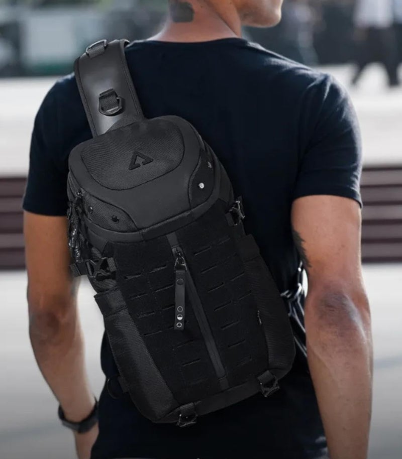 OZUKO حقيبة كتف مقاومة للماء للرجال مع حامل ثلاثي الأرجل، جيب للمظلة، منظم لوحي، حقيبة كتف مضادة للسرقة، حقيبة رياضية جاهزة للتكنولوجيا، رمادي، 9730 - Image 2