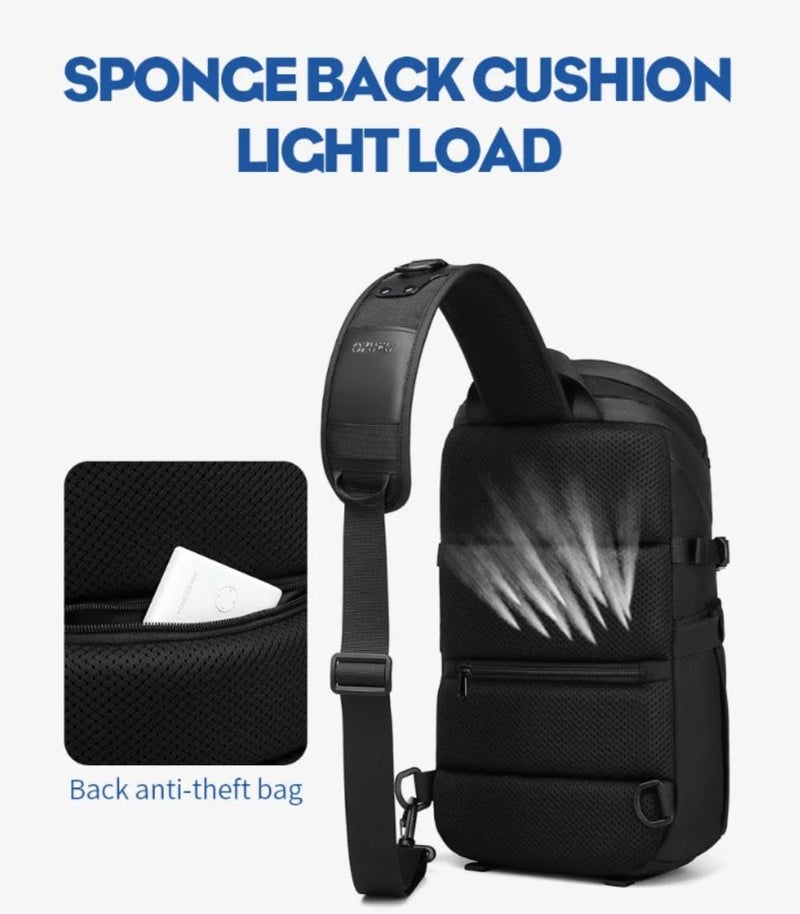 OZUKO حقيبة كتف مقاومة للماء للرجال مع حامل ثلاثي الأرجل، جيب للمظلة، منظم لوحي، حقيبة كتف مضادة للسرقة، حقيبة رياضية جاهزة للتكنولوجيا، رمادي، 9730 - Image 4