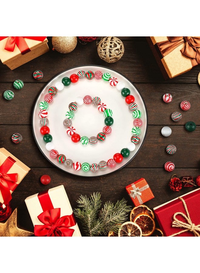Giegxin 180 Pieces Christmas Beads Candy Cane Wooden Beads Christmas Focal Beads Red Green White Candy Swirl Crafts Beads For Jewelry Making Diy Xmas Garland Tree Home Party Holiday Decoration - Image 5
