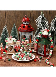 Giegxin 180 Pieces Christmas Beads Candy Cane Wooden Beads Christmas Focal Beads Red Green White Candy Swirl Crafts Beads For Jewelry Making Diy Xmas Garland Tree Home Party Holiday Decoration  - Image 4