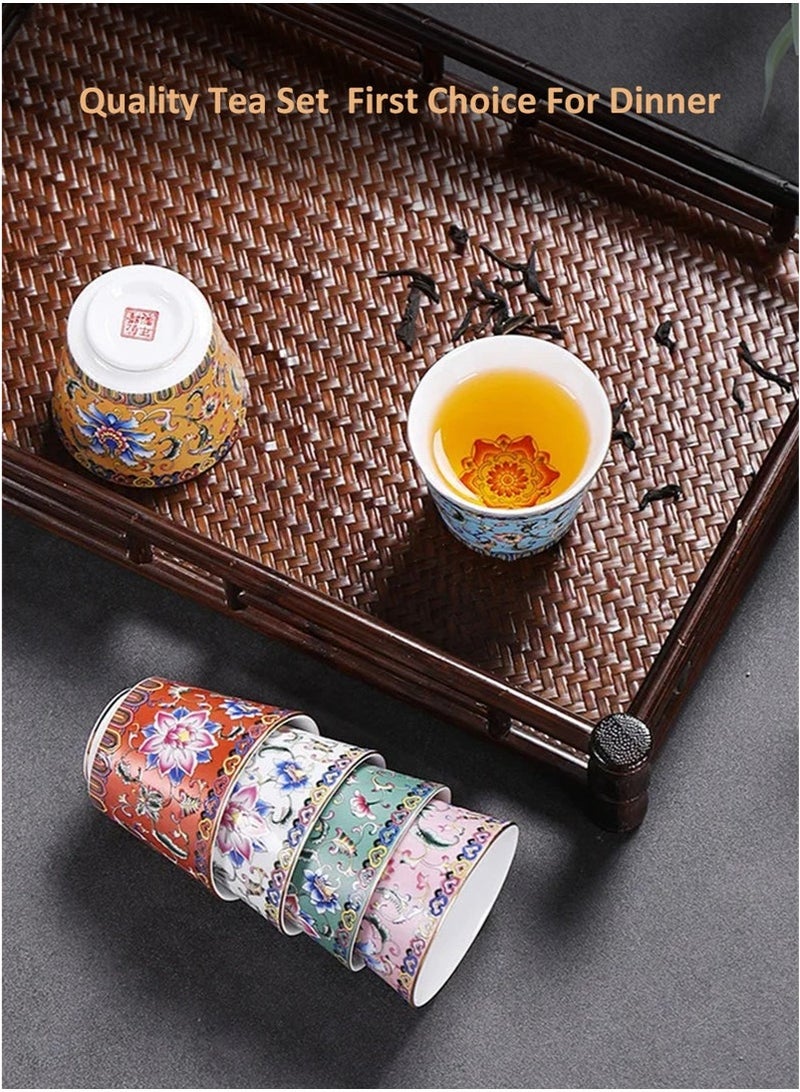 Bukela 6 Ceramic Tea Cups with Gift Box Elegant Floral Enamel Porcelain Coffee Cup Set, 6 Colors Flowers Teacup, Perfect for Home, Office, and Restaurant Use - Image 4