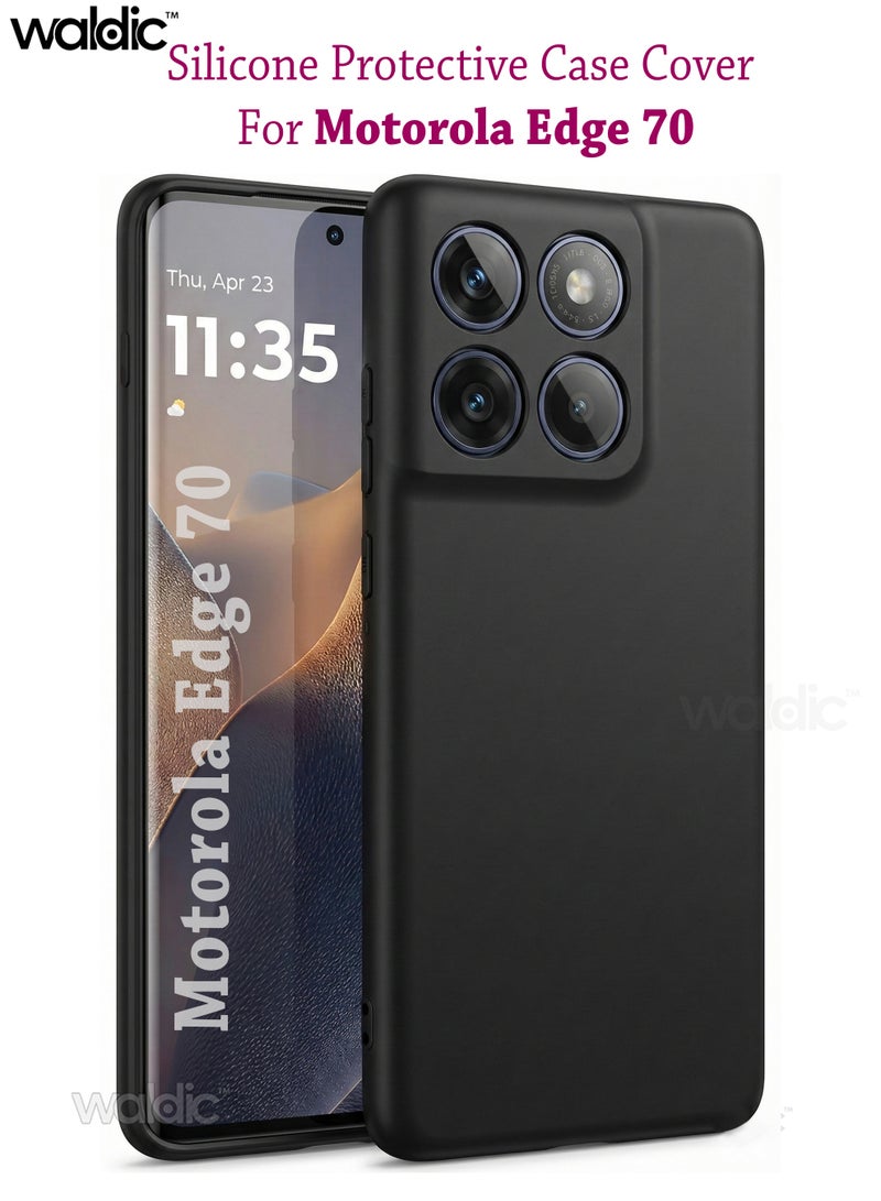 Waldic Motorola Edge 70 Premium Case | Premium Silicone Case Cover Designed for Motorola Edge 70 | Motorola Edge 70 Case Camera and Drop Protection Thin Protective Back Cover Case for Motorola Edge 70 - Black - Image 1