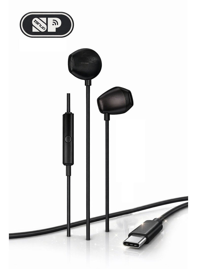 أس بي سماعات أذن سلكية بمنفذ Type-C، صوت ستيريو محيطي، ميكروفون مدمج، كابل مقاوم للتشابك، مناسبة للهواتف الداعمة للتايب سي - Image 2