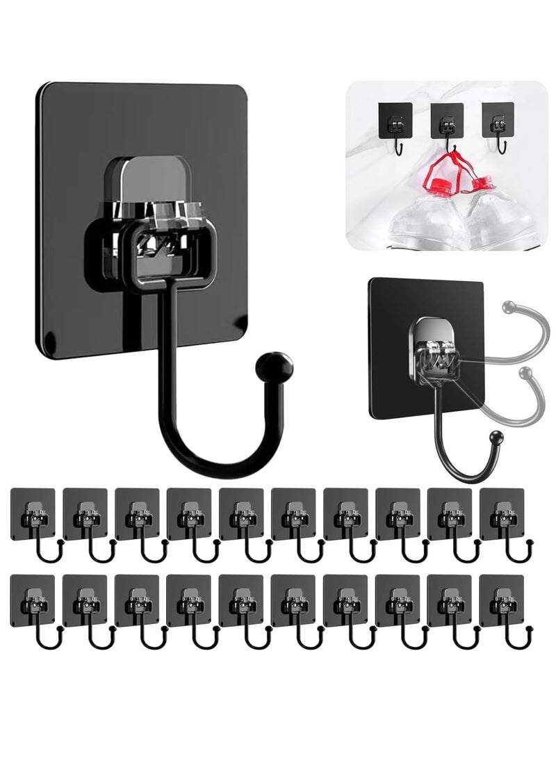 SYOSI Adhesive Hooks 20Pcs Black Wall Hook Versatile Hooks Robe Towel Hooks Waterproof for Bathrooms Kitchen Shower Sticky Adhesive Wall Hooks for Hanging Towel Robes Loofah Utensils Key  - Image 1
