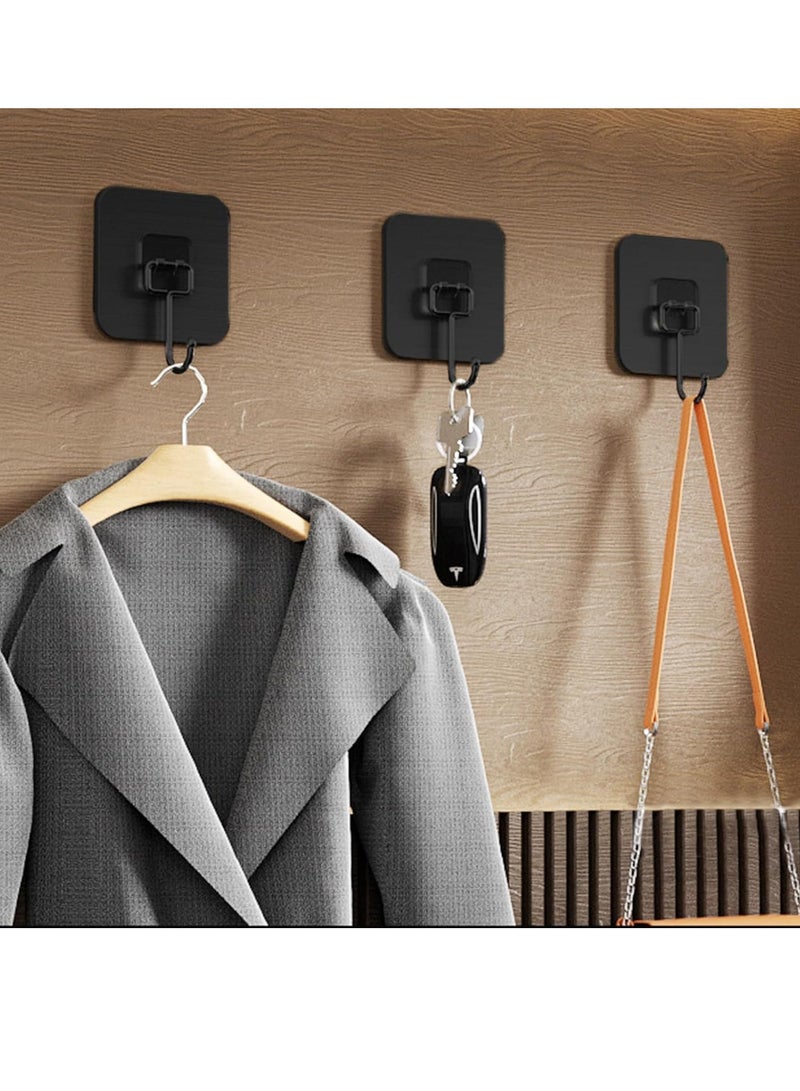 SYOSI Adhesive Hooks 20Pcs Black Wall Hook Versatile Hooks Robe Towel Hooks Waterproof for Bathrooms Kitchen Shower Sticky Adhesive Wall Hooks for Hanging Towel Robes Loofah Utensils Key  - Image 2