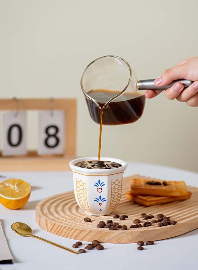 YIM-VIBEHAUS Espresso Cup Arabic Coffee Cup Mug Ceramic Coffee Cup Teacup for Turkish Tea, Latte, Cappuccino 180mL - Image 5