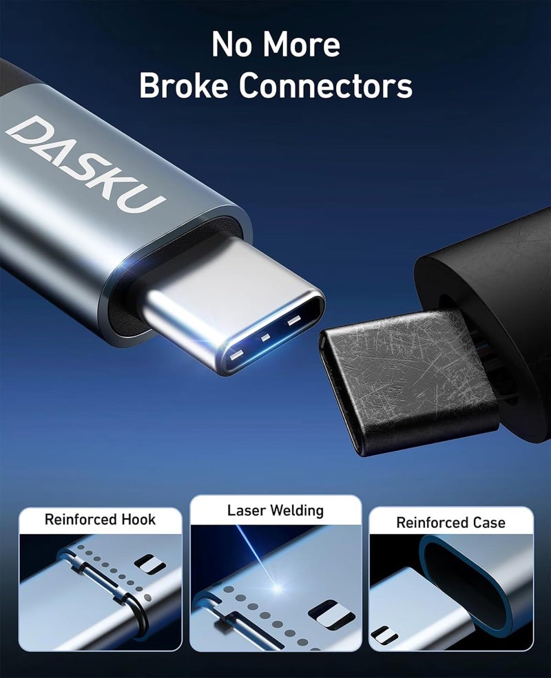 Dasku USB C to C Cable 15FT 100W 1Pack, Extra Long USB C Cable Fast Charging,USB C to USB C Cable Durable Braided, USB Type C Cord Compatible with iPhone 17/16/15/Pro Max/Plus/Samsung Galaxy S23/Switch/More - Image 5