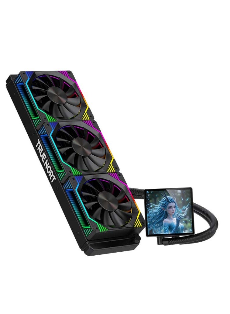 Truenort 360D ARGB Liquid CPU Cooler – High-Efficiency 360mm Radiator AIO Water Cooling System with Triple 120mm ARGB Fans, 295-300W TDP Support, Hydraulic Bearing, 2600RPM Pump, Low Noise Operation, 5V ARGB + PWM, Compatible with Intel & AMD Sockets Black - Image 4