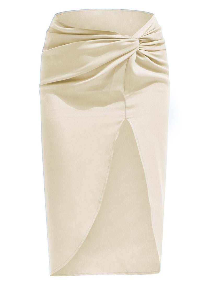 Loquat Women's High-Waisted French Twist Irregular Split Zipper Skirt 