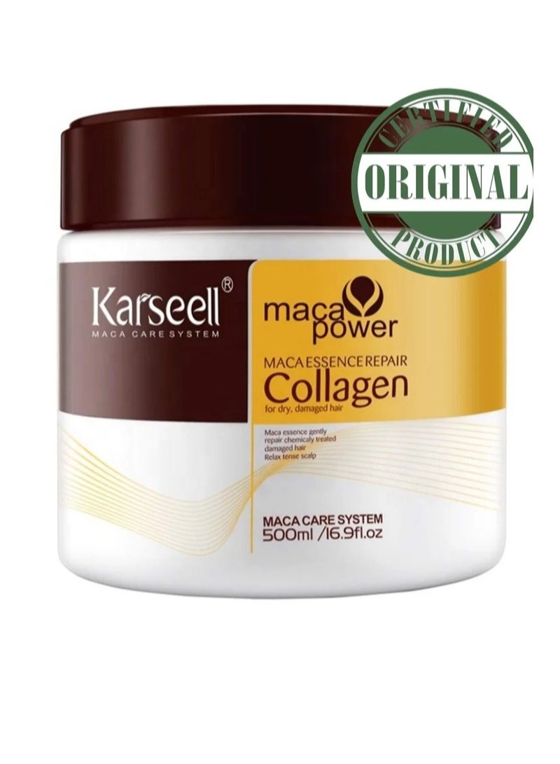 Karseell Collagen Hair Treatment Deep Repair Conditioning Argan Oil Collagen Hair Mask Essence for Dry Damaged Hair All Hair Types 16.90 oz (500ml) - Image 1
