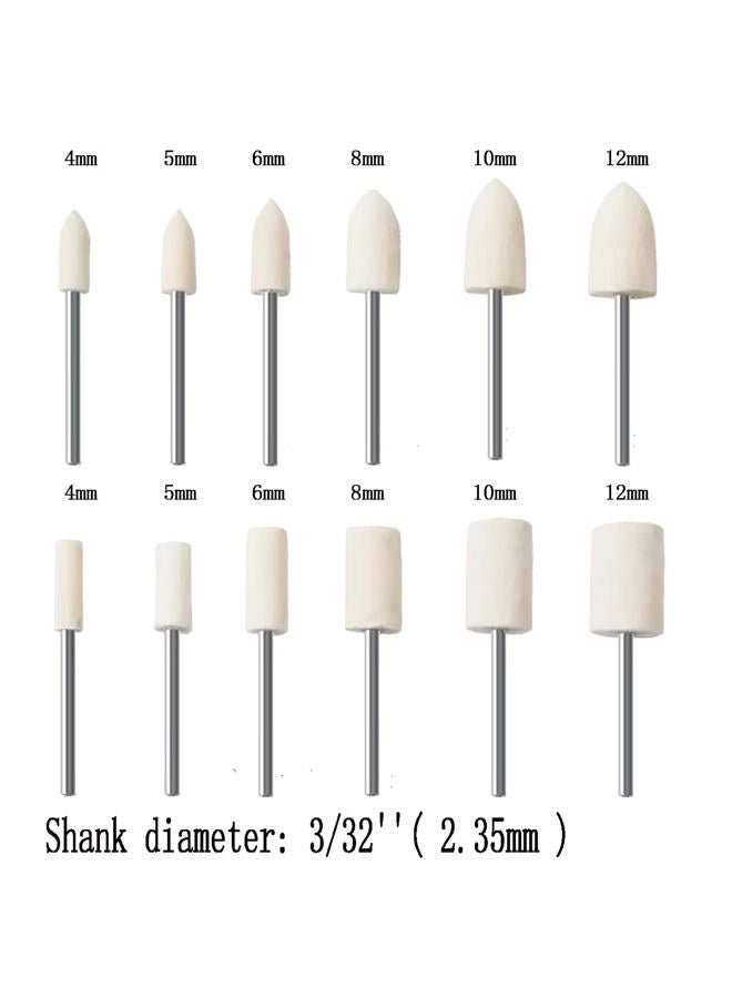Luo ke 24 Pcs Wool Felt Polishing Bits, 3/32 Inch Shank Wool Polishing Points for Dremel Rotary Tool - Image 2