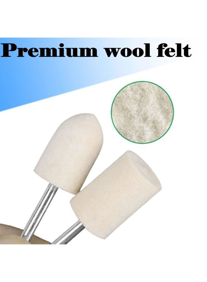 Luo ke 24 Pcs Wool Felt Polishing Bits, 3/32 Inch Shank Wool Polishing Points for Dremel Rotary Tool - Image 3