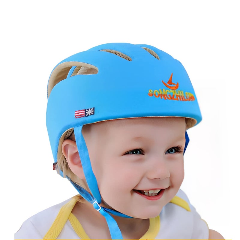ESUPPORT Baby Adjustable Helmet, Kid Soft Cushion Harnesses Cap, Toddler Infant Hat When Learning to Crawl Walk Play (Blue) - Image 1