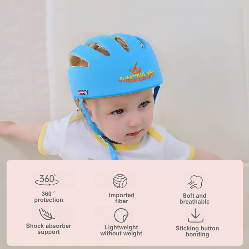 ESUPPORT Baby Adjustable Helmet, Kid Soft Cushion Harnesses Cap, Toddler Infant Hat When Learning to Crawl Walk Play (Blue) - Image 5