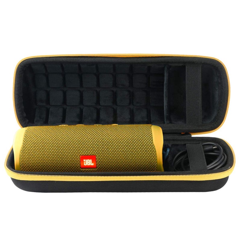 Co2Crea Hard Travel Case Replacement for JBL Flip 6 FLIP 5 Waterproof Portable Bluetooth Speaker (Black Case + Yellow Zipper) - Image 1