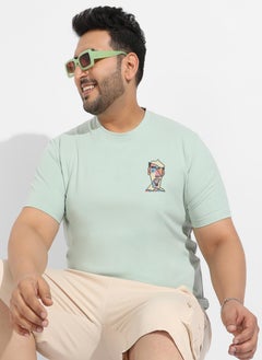 Instafab Plus Men's Sage Green Basic Regular Fit T-Shirt  - Image 1