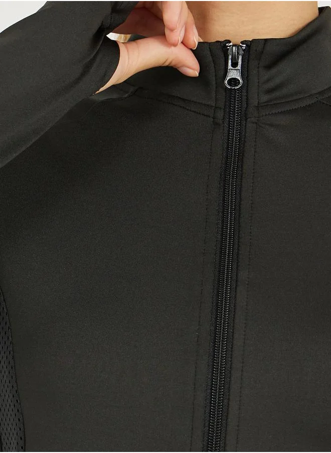 Styli Mesh Dual Panel Detail Zip Up Jacket