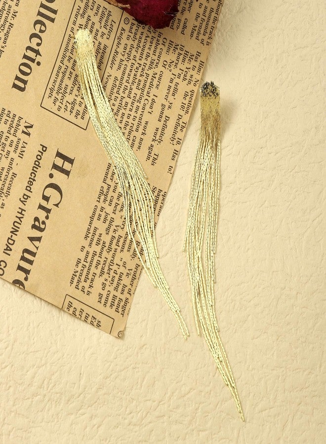 SALTY Anti Tarnish Tassel Temptation Gold Earrings Set for Women | Stylish Fashion Jewellery | Accessories for Girls | Minimal Jewelry | Ideal for Gifting | Marriage, Birthday | Gift for Valentine Day - Image 3