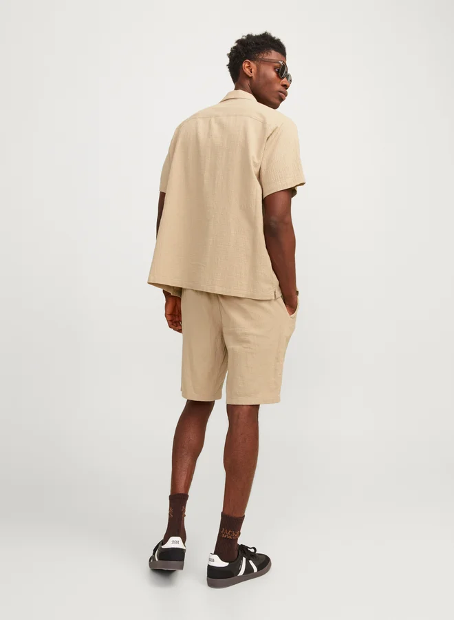 JACK & JONES Textured Resort Collar Regular Fit Shirt