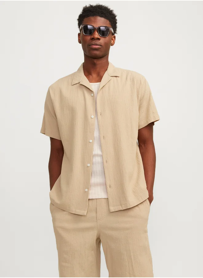JACK & JONES Textured Resort Collar Regular Fit Shirt