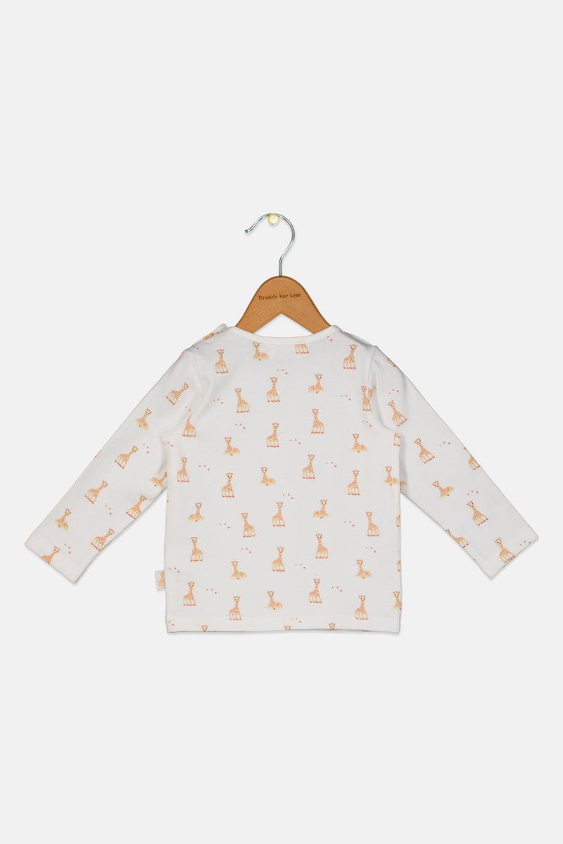 Sophie la girafe Toddlers Boy Long Sleeve Animal Print Top, White - Image 2