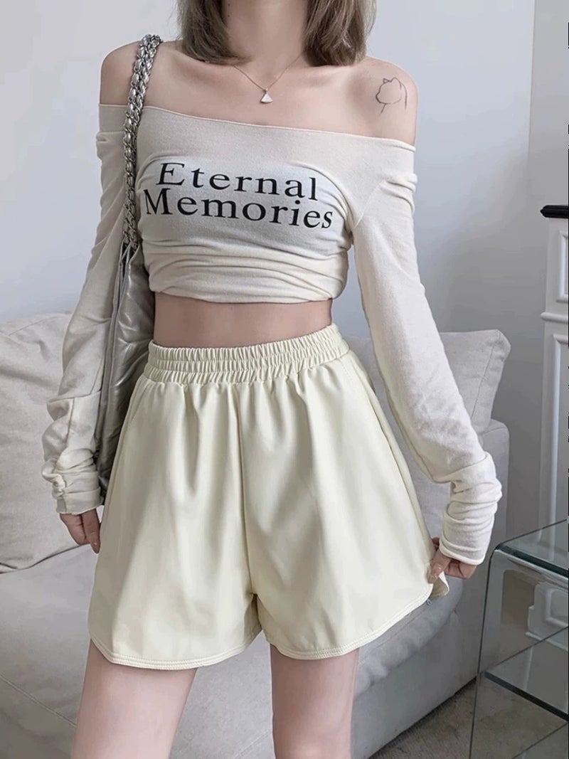 Plus Size Women'S Clothing 2024 Chubby Girl High Waist Pear-Shaped Figure A- Line Slimming Wide Leg Pu Short Leather Pants Boot Pants - Image 1