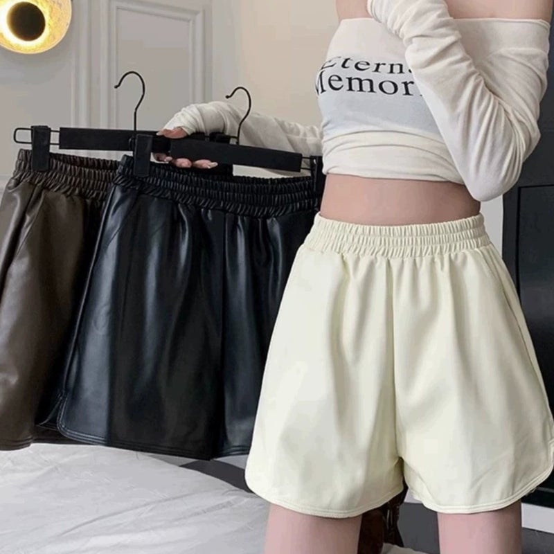 Plus Size Women'S Clothing 2024 Chubby Girl High Waist Pear-Shaped Figure A- Line Slimming Wide Leg Pu Short Leather Pants Boot Pants - Image 2