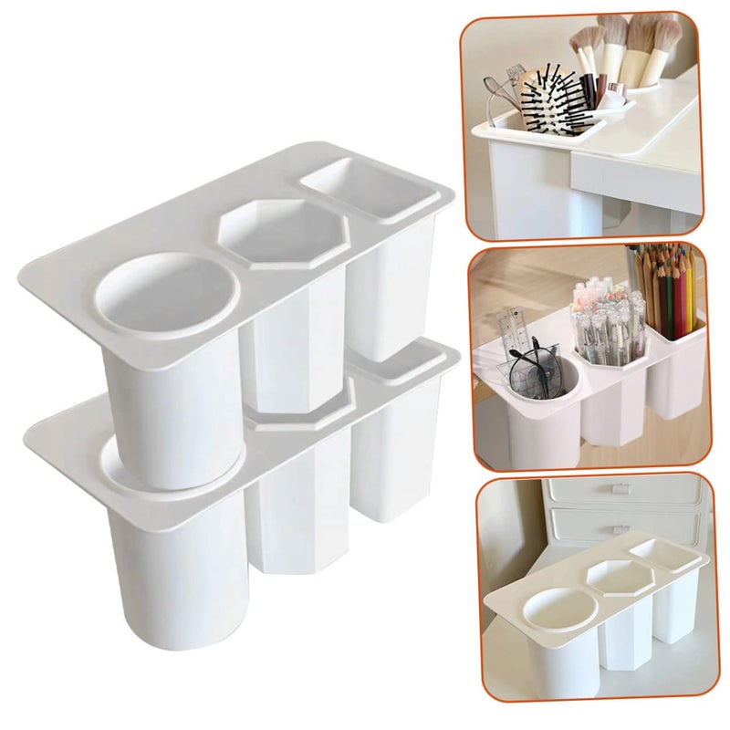 2 Pcs Desktop Pen Organizer Box Office Stationery Storage Adhesive Holder - Image 5