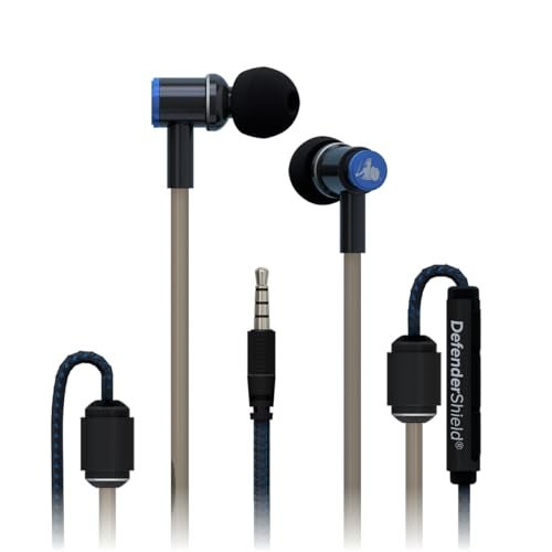 DefenderShield Air Tube Stereo Wired Earbuds – Universal Acoustic Headphones with Built-in Mic & Audio Controls – Secure Fit Wired Headphones with 3.5mm Audio Jack, Sports Tips & 3 Ear Tip Sizes - Image 1