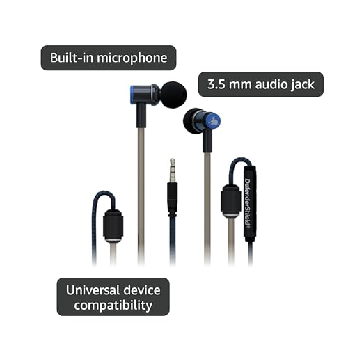 DefenderShield Air Tube Stereo Wired Earbuds – Universal Acoustic Headphones with Built-in Mic & Audio Controls – Secure Fit Wired Headphones with 3.5mm Audio Jack, Sports Tips & 3 Ear Tip Sizes - Image 4