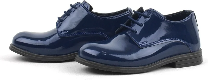 Rakerplus Navy Blue Patent Leather Rubber Laced Oxford Baby Shoes