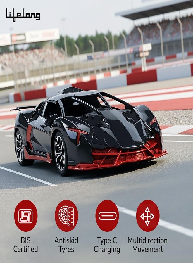 Lifelong Rechargeable Remote Control Car for Kids | 2.4GHz, LED Headlights, Up to 90 to 120 min Non-Stop Play Time, 125ft Remote Range, Type-C Charging, Anti-Skid Tyres, BIS Certified, USB Cable - Image 3