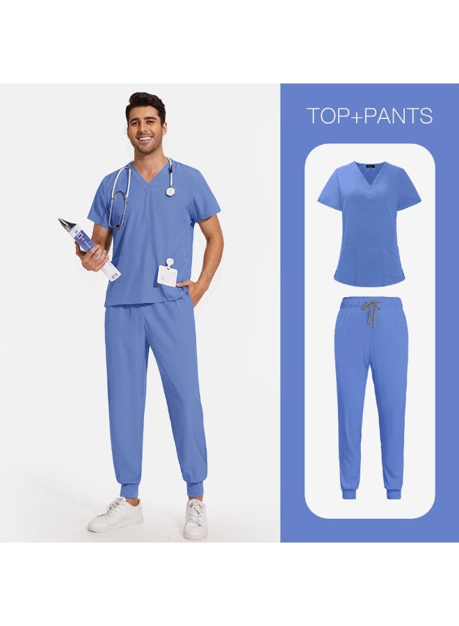 NIBEMINENT Surgery Uniforms Unisex Clinical Clothing Top And Pant Doctor Nurse Uniforms Oral Dental Workwear Medical Scrubs Sets - Image 1