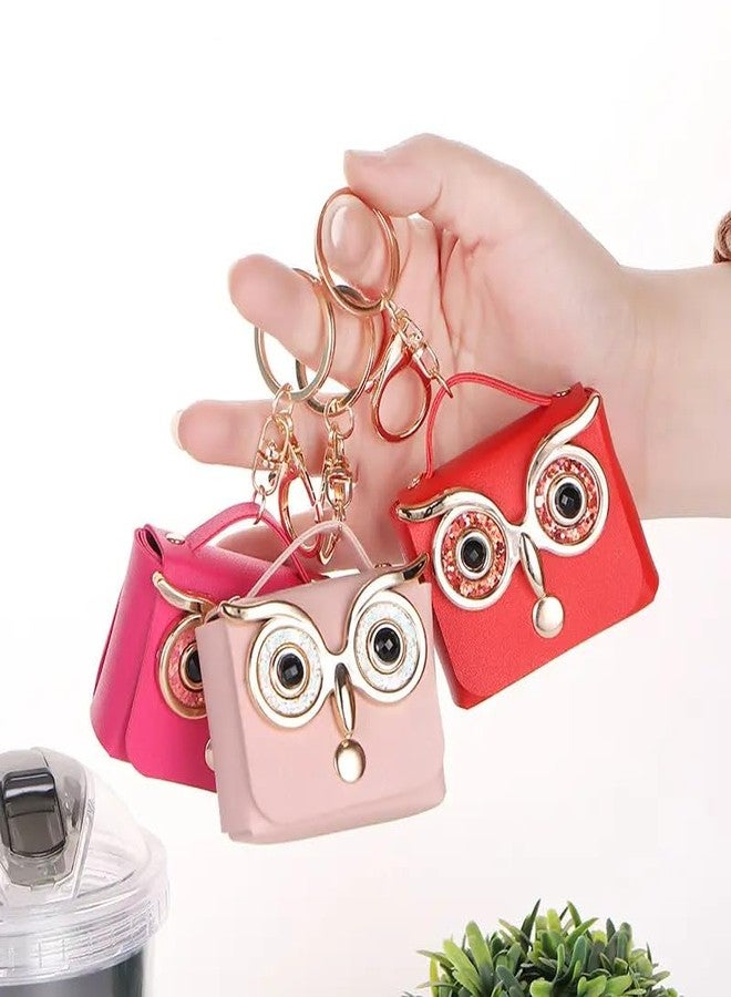 Lupro Keychain Coin Purse Earphone Storage Case Mini Owl Design Holder Bag Charm for Girls and Women, Pack of 1 (Black) - Image 5