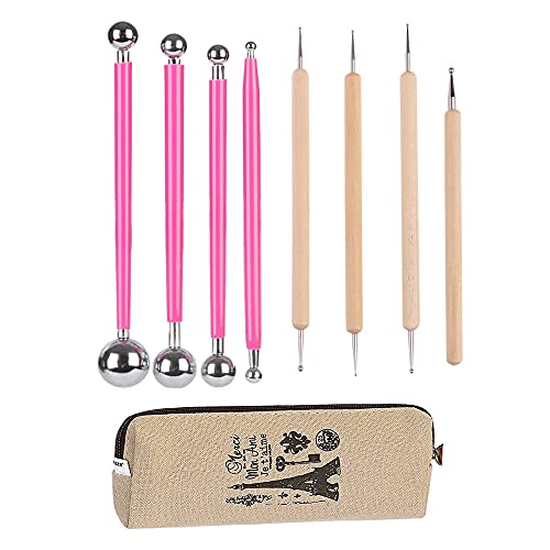 Ecjiuyi Ball Stylus Dotting Painting Tool Set,Ecjiuyi 8 Piece Sculpt Modeling Tools,Mandala Rock Painting Tools, Ceramics Doll Fondant Modeling, Paper Flowers, Embossing Pattern - Image 1