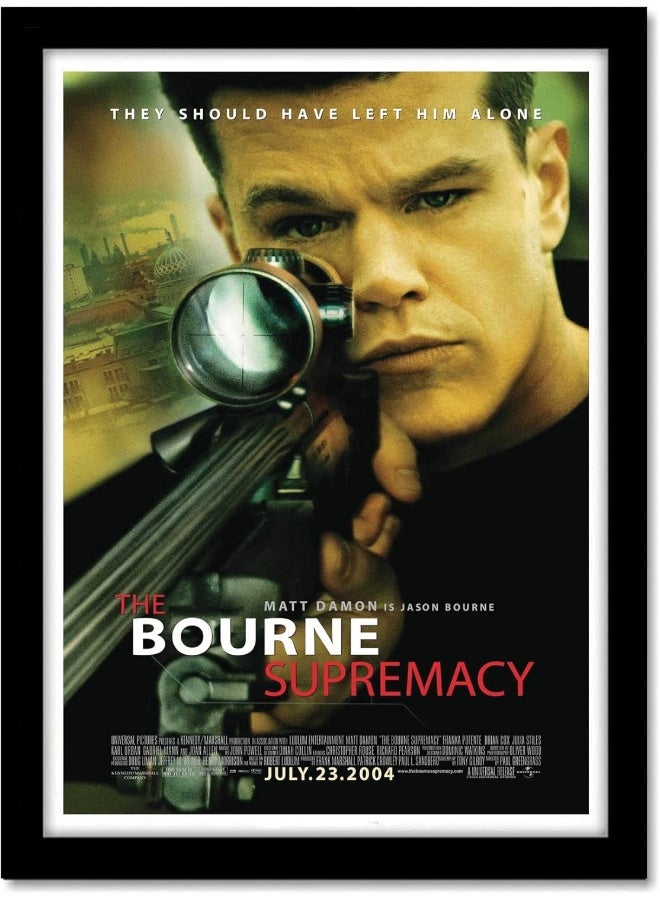 GRAY WALL - The Bourne Supremacy Movie Framed Poster Acrylic Glass For Room & Office (10 Inch X 13 Inch, Multicolor) - Image 1