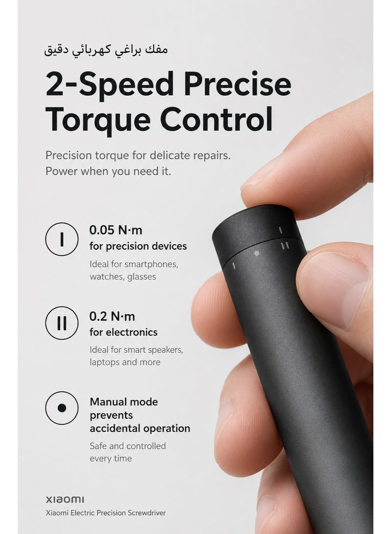 Xiaomi Electric Precision Screwdriver Kit, Rechargeable Cordless Screwdriver Set With 24 S2 Steel Magnetic Bits, 2-Speed Adjustable Torque, USB-C Charging, Phone Laptop Camera Watch Electronics Repair Tool, Grey - Image 3
