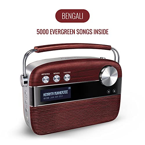 Carvaan Saregama Carvaan Bengali - Portable Music Player with 5000 Preloaded Songs, FM/BT/AUX (Cherrywood Red) - Image 2