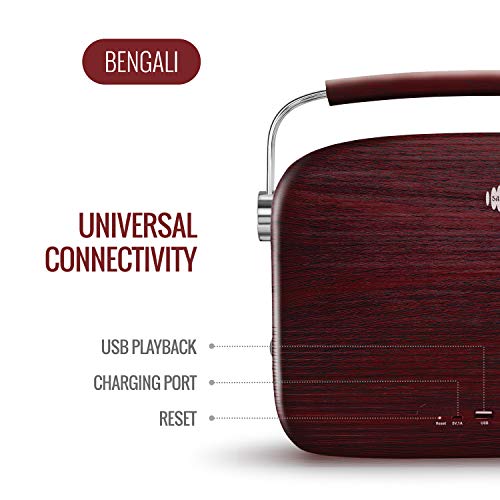 Carvaan Saregama Carvaan Bengali - Portable Music Player with 5000 Preloaded Songs, FM/BT/AUX (Cherrywood Red) - Image 4