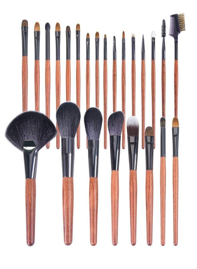 ACOSBRUOP Professional Makeup Brush Set, 24 Pieces with Leather Case, Natural Hair Bristles, Wooden Handles - Image 2