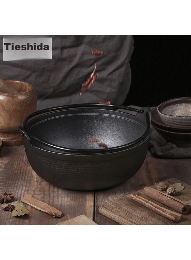 Telssida Cast Iron Sukiyaki Pot, Non-coated Thickened Non-stick Iron Soup Pot, Stew Pot, Meat Stew Pot, Outdoor Cooking Hot Pot - Image 2
