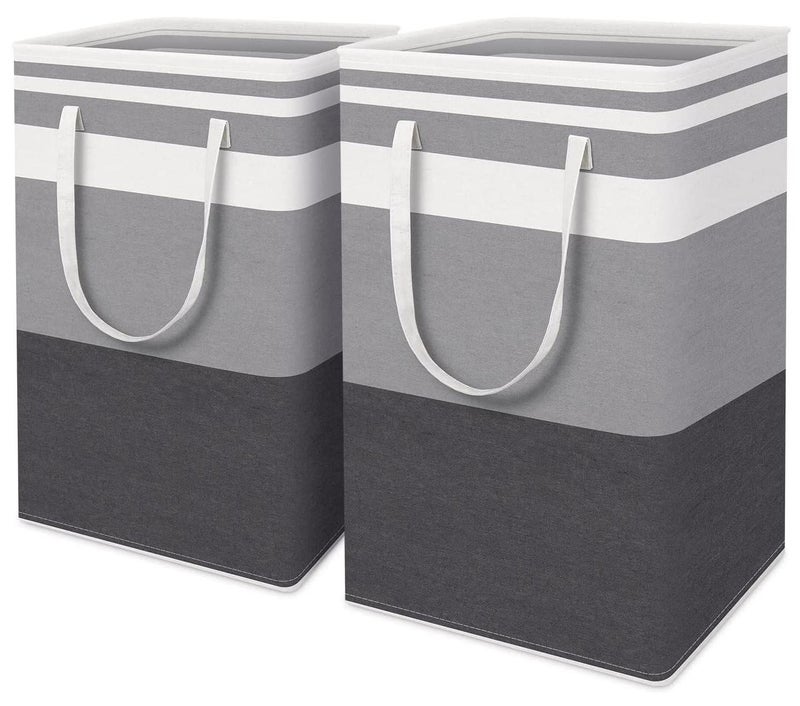 MIXDE 2-Pack Large Laundry Basket, Waterproof, Freestanding Laundry Hamper, Collapsible Tall Clothes Hamper with Extended Handles for Clothes Toys in the Dorm and Family (Grey) - Image 1
