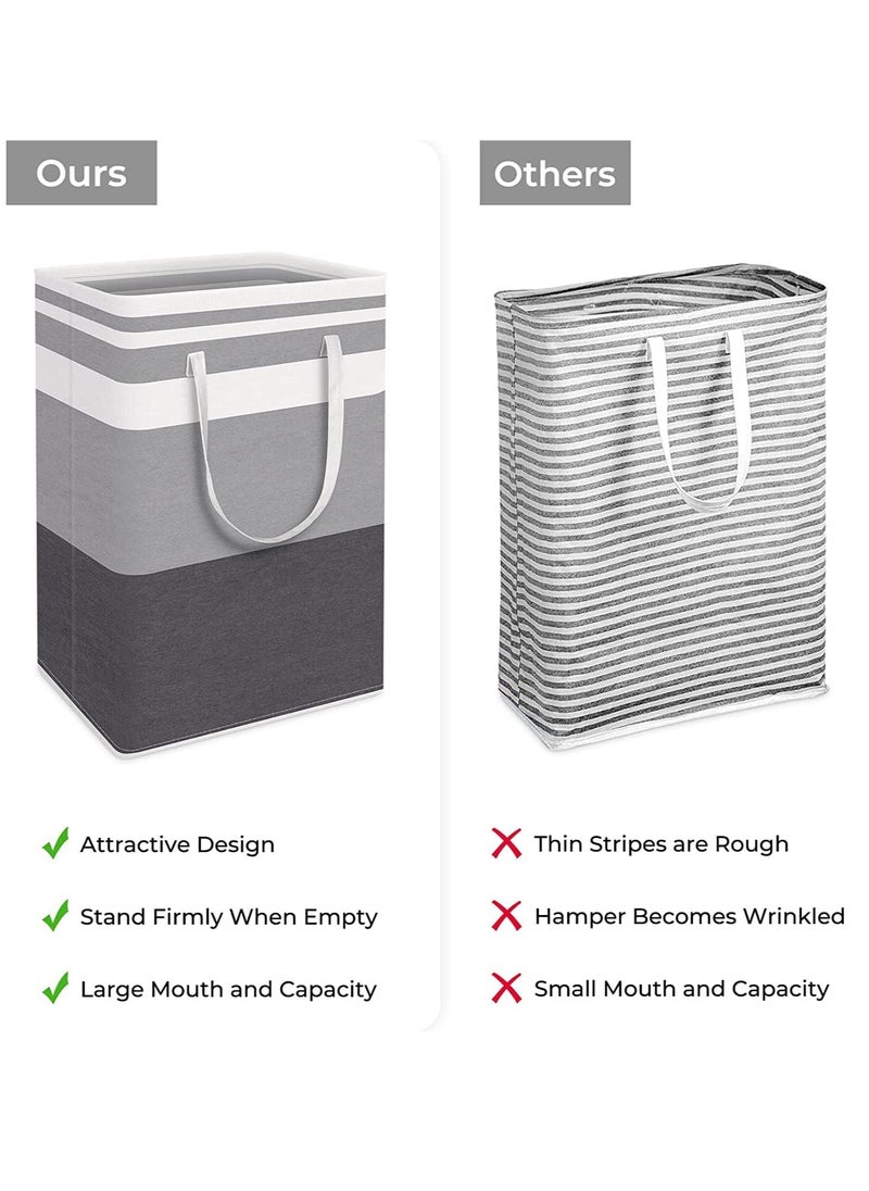 MIXDE - 2-Pack Large Laundry Basket, Waterproof, Freestanding Laundry Hamper, Collapsible Tall Clothes Hamper with Extended Handles for Clothes Toys in the Dorm and Family (Grey) - Image 1