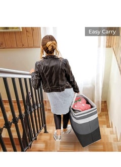 MIXDE 2-Pack Large Laundry Basket, Waterproof, Freestanding Laundry Hamper, Collapsible Tall Clothes Hamper with Extended Handles for Clothes Toys in the Dorm and Family (Grey)  - Image 5