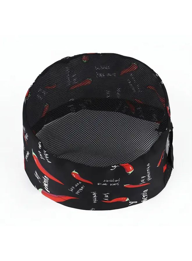 Black Adjustable Chef Caps 2 Pack Breathable Mesh Top Cotton Kitchen Hat - Image 5