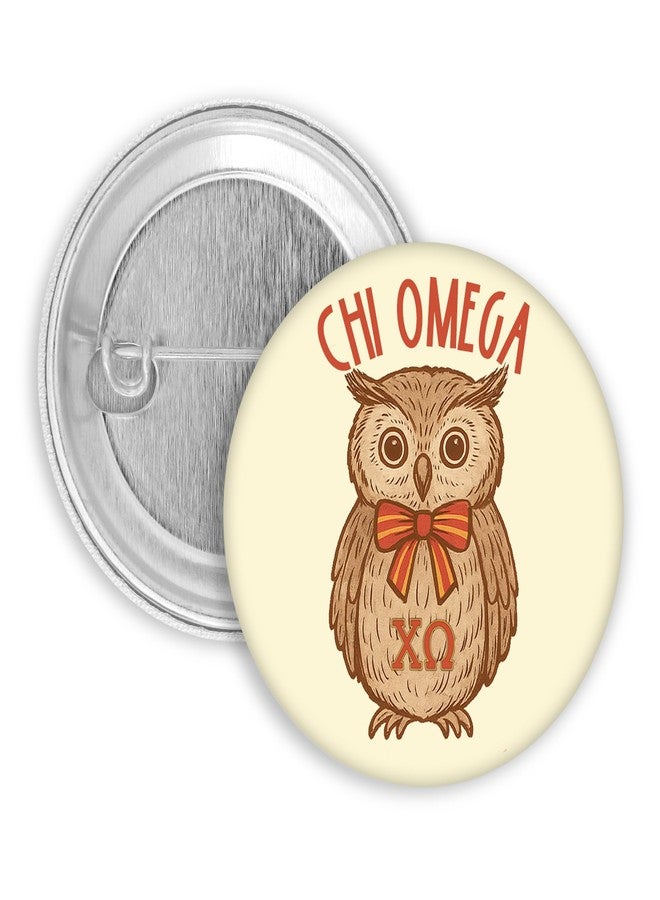 SCRAPHEART Chi Omega Button Pin Set, Cute Owl Mascot Pin & Yellow Gingham Heart XO Pin, Sorority Gift Bundle for Bid Day, Sorority Big Little Reveal, College Game Day, Chi O Accessories (2-Pack), Chi Omega Gifts - Image 2