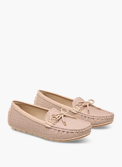 فلورا بيلا من شو إكسبرس Monogram Print Loafers with Bow Accent