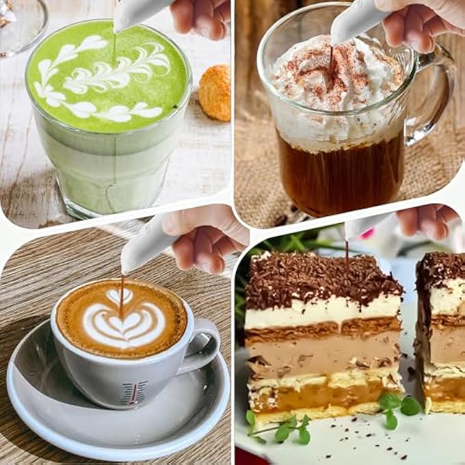 ريحني قلم فن اللاتيه، قلم لاتيه كهربائي، قلم قهوة كهربائي، قلم توابل لكعكة القهوة وفن الطعام الآخر، تصميم إبداعي مع ملح القرفة، مطحون قهوة ناعمة أو سكر أبيض مكسور - Image 5