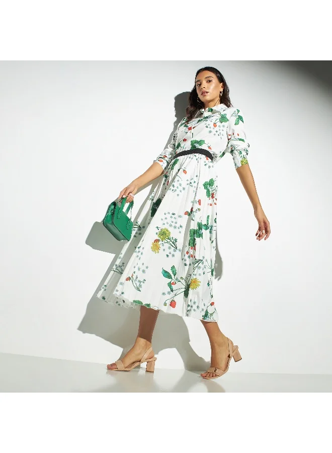 2Xtremz 2Xtremz All-Over Floral Print A-line Skirt with Elasticised Waistband and Pleats