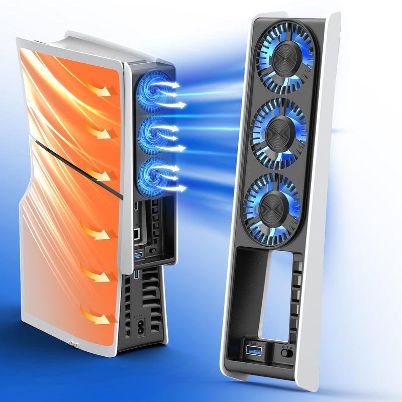 HUIJUTCHEN Cooling Fan for PS5 Slim Console, Auto Power On/Off Cooler Fan Accessorie with 2 Speed Fans USB 3.0 Port for PlayStation 5 Slim Digital & Discs Edition(Not for PS5/PS5 Pro) - Image 1